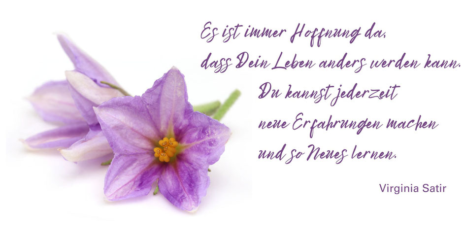 Es ist immer Hoffnung da, dass dein Leben anders werden kann. Zitat Virginia Satir. 