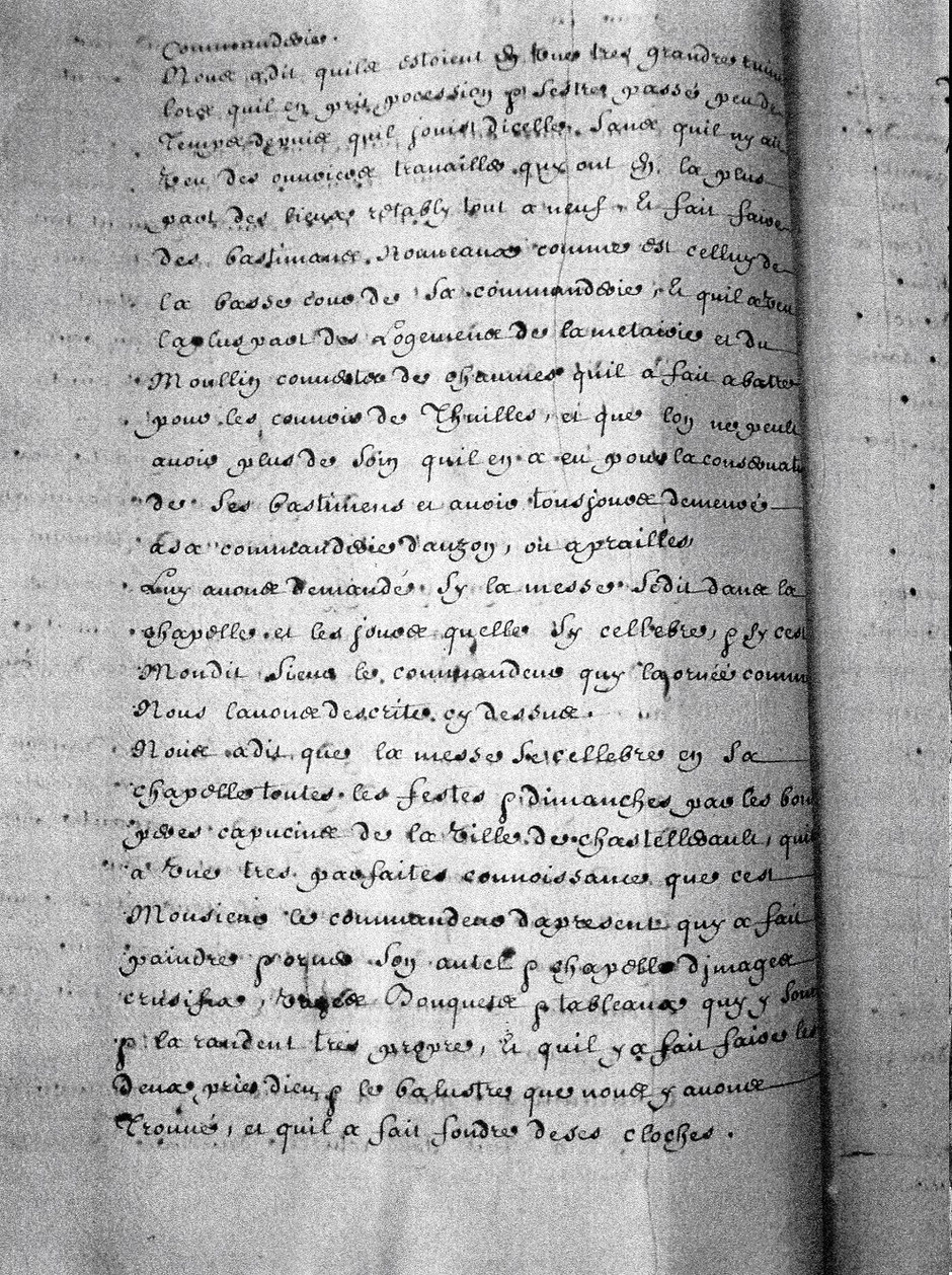 Visite de 1691 texte original manuscrit