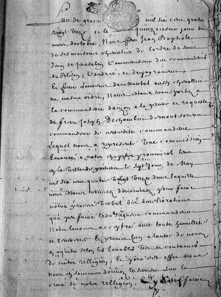Visite de 1691 texte original manuscrit