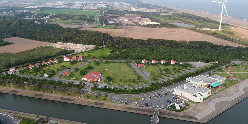 竜洋海洋公園オートキャンプ場 ドローン空撮 キャンプのワクワク