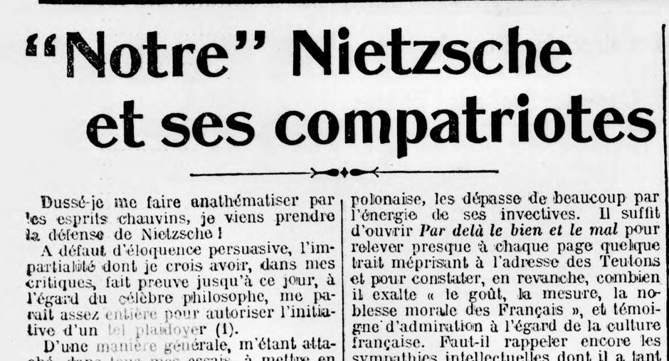 Nietzsche français Nietzsche allemand?
