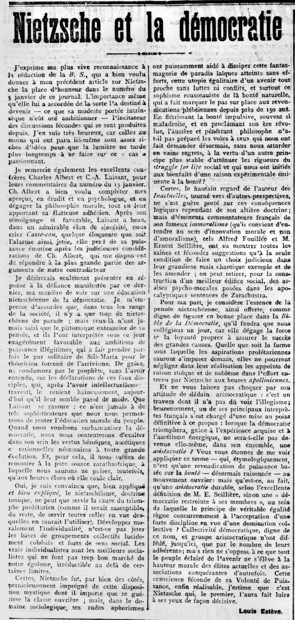Nietzsche et la démocratie