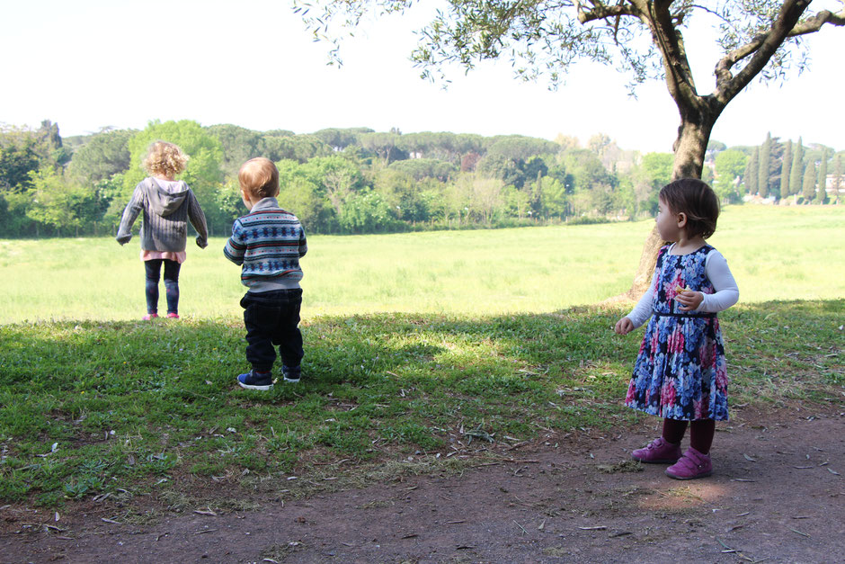 Children Playing Appian Way Rome Italy