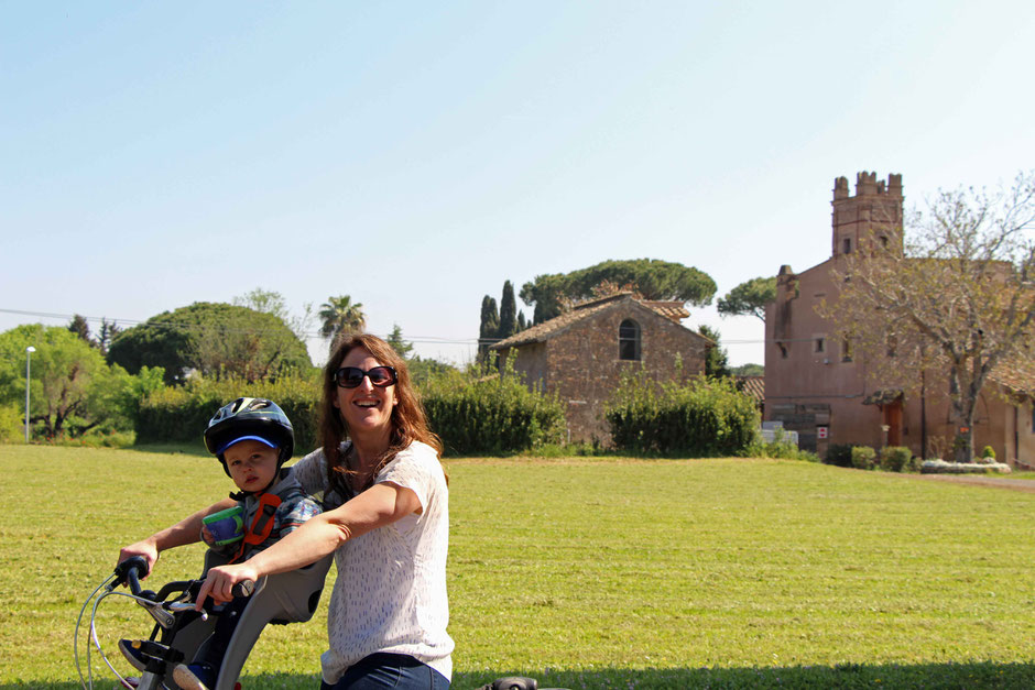 Appian Way Rome biking with a baby or toddler