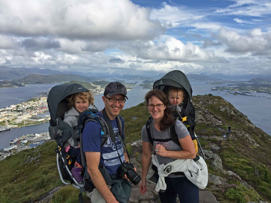 Hiking in Alesund Norway with toddlers