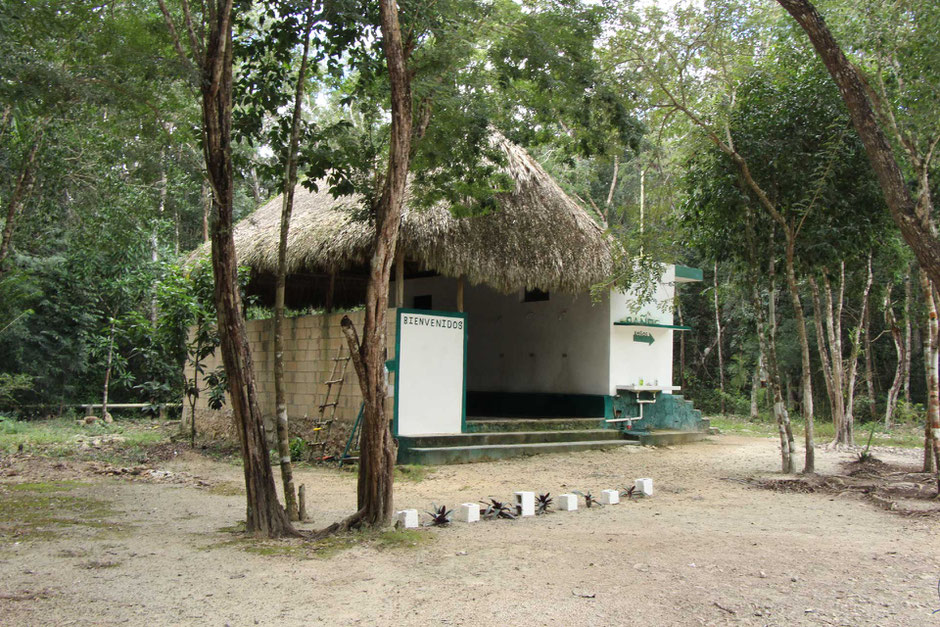 Cenote Choo-ha near Coba in Mexico with toddler
