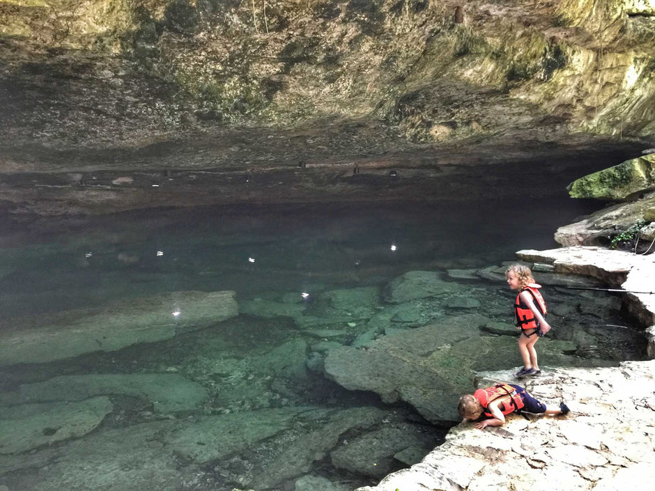 Kantun-chi ecopark cenotes in Mexico with a toddler