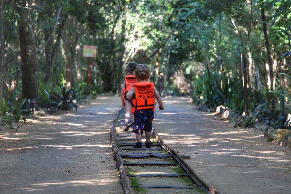 Kantun-chi ecopark in Mexico with a toddler