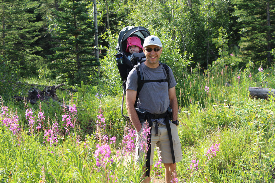 Hiking with baby in backpack carrier