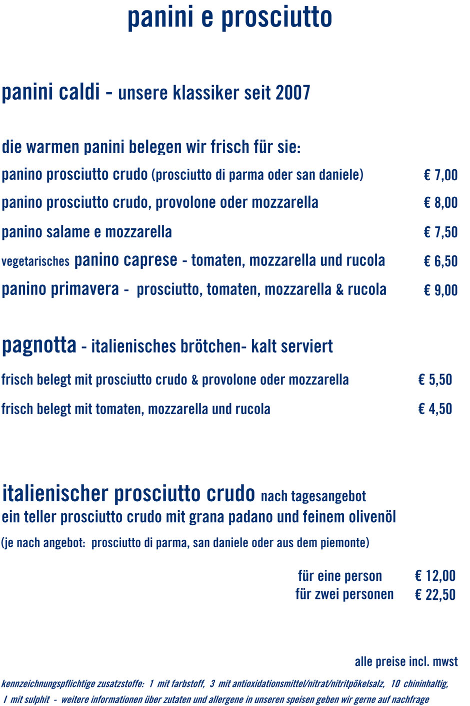 Panini und Prosciutto zum Frühstück, Brunch oder zu Mittag