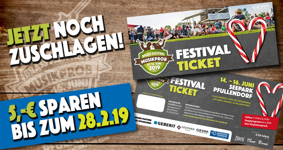 Sparen am Musikprob Festival Ticket 2019