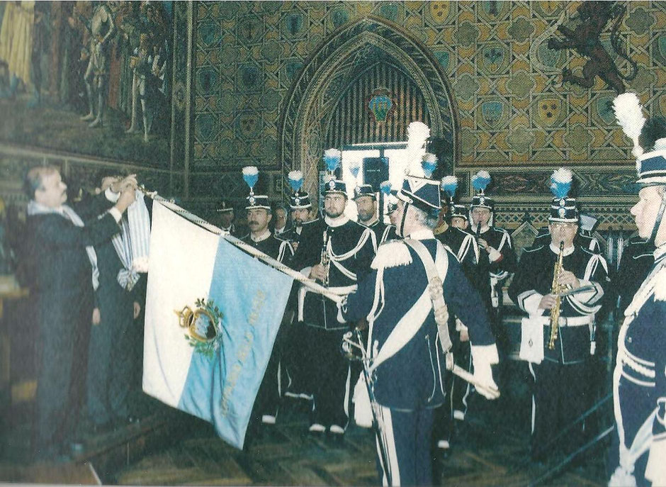 MEDAGLIA D'ARGENTO ALLA BANDIERA DEL CORPO DELLA COMPAGNIA DELLE MILIZIE RICEVUTA NEL 150° DELLA BANDA MILITARE