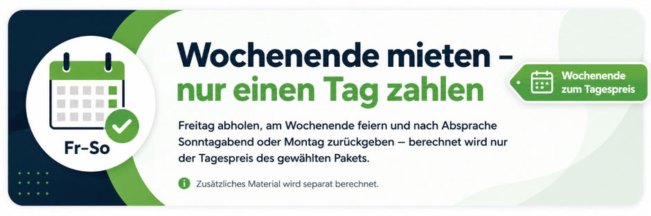Wochenende zum Tagespreis für Popcornmaschine mieten mit Abholung Freitag und Rückgabe nach dem Wochenende