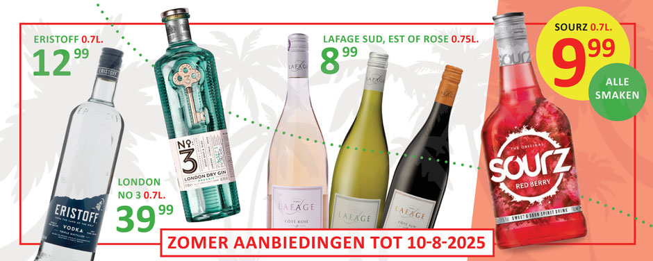 Sourz (alle Varianten)700 €9,99 London no 3 700 €39,99 Lafage Sud,est of Rose 750 €8,99 Eristoff 700 €12,99  10-8-2025