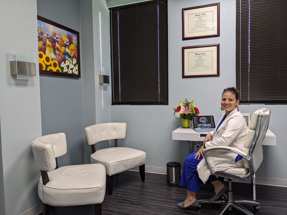 Neurologist Dr. Wingrove in her Austin, TX office