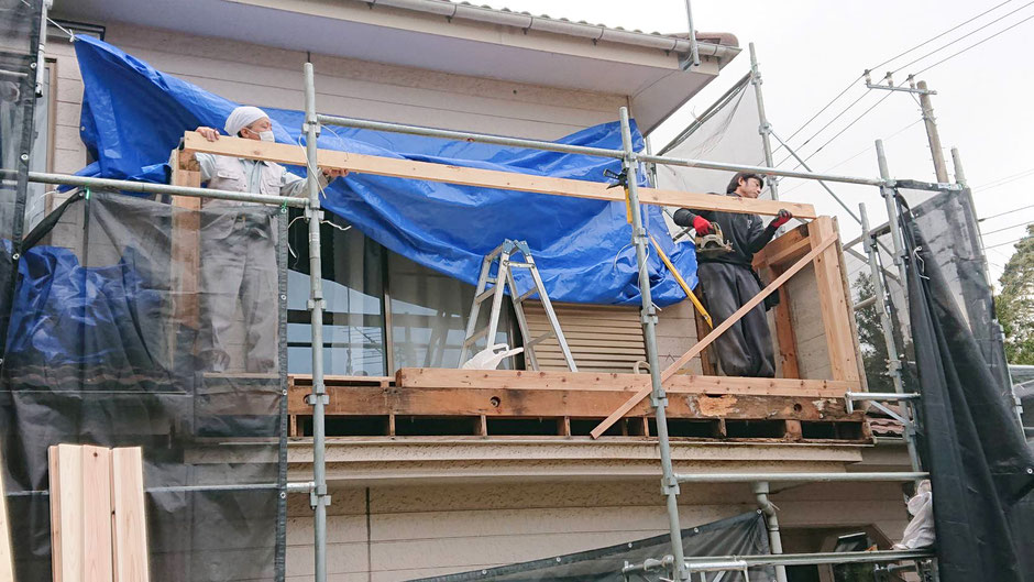 千葉県長生　 ベランダ改修、漆喰工事、屋根外壁塗装工事