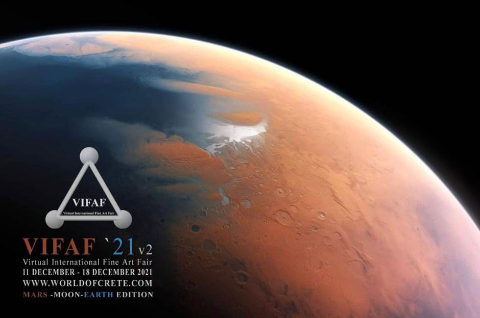 Werbebild der volldigitalen VIVAF "World of Crete" Ausstellung auf dem Mars 2021