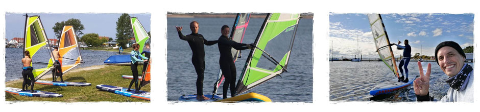 Windsurfen lernen im Windsurfkurs in Rerik an der Ostsee auf dem Salzhaff.