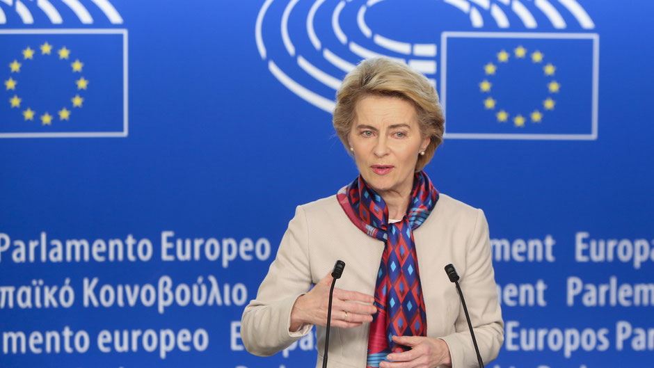 EU-Präsidentin Ursula von der Leyen. Bild von European Union 2020.