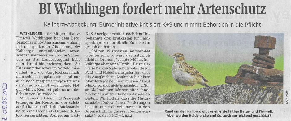 Quelle: Cellesche Zeitung, 05.05.2020