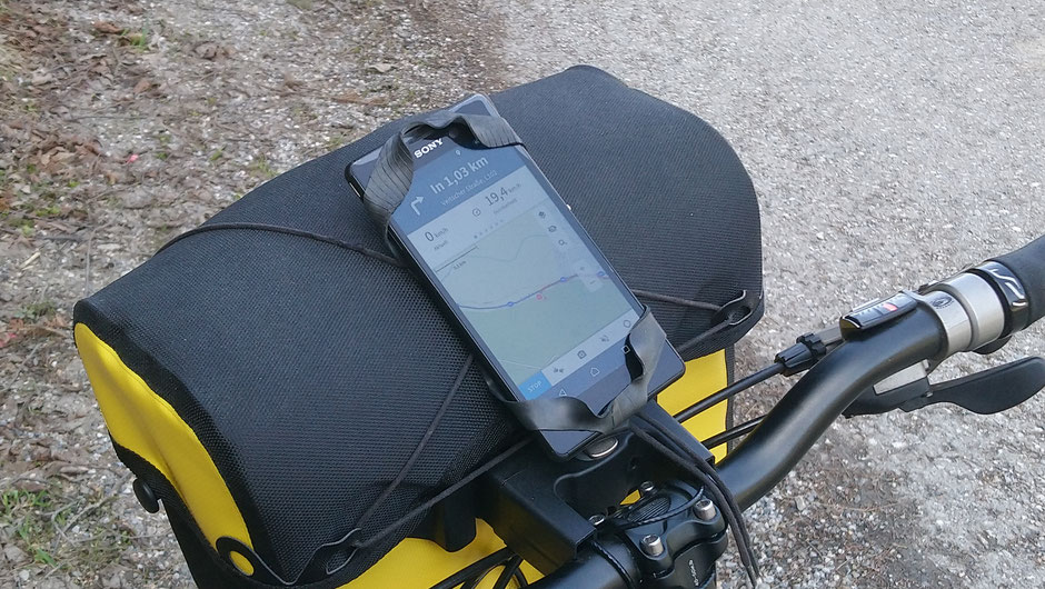 Handyhalterung, Fahrrad, Ortlieb Lenkertasche, Navigation, Komoot