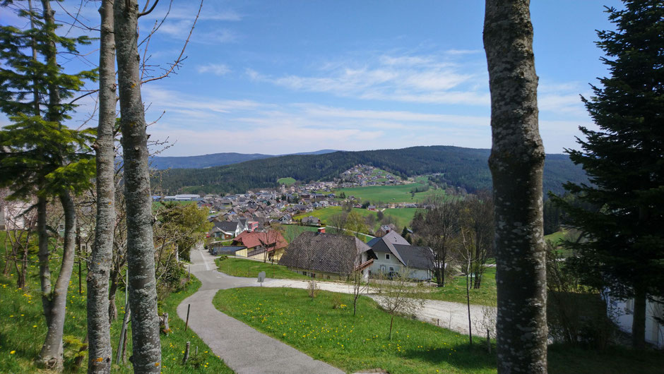 Fischbach, Radweg, Häuser, Wälder und Wiesen