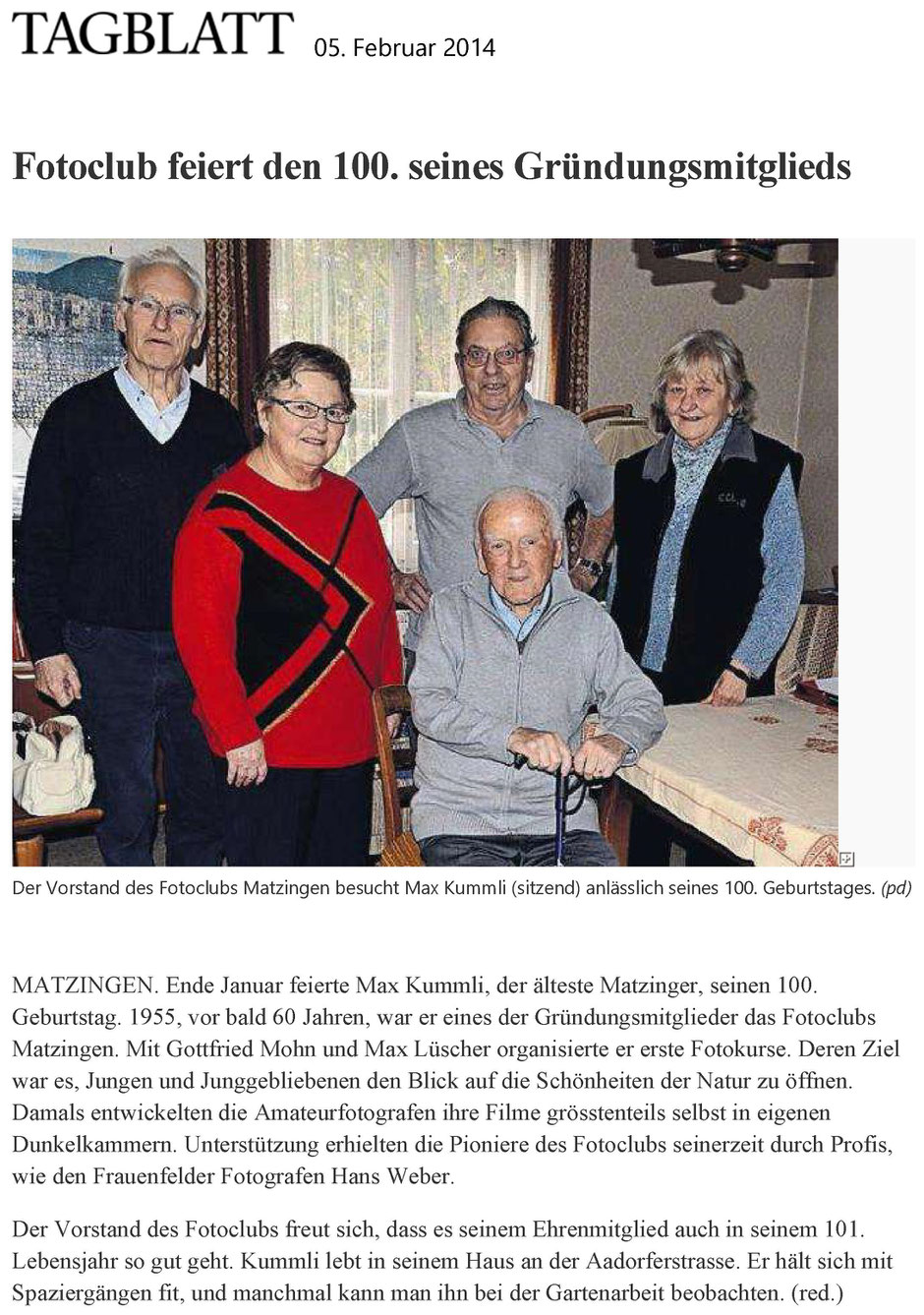 Fotoclub Matzingen Medienberichte