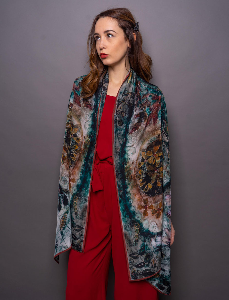moth design luxury silk shawl ladies evening wear