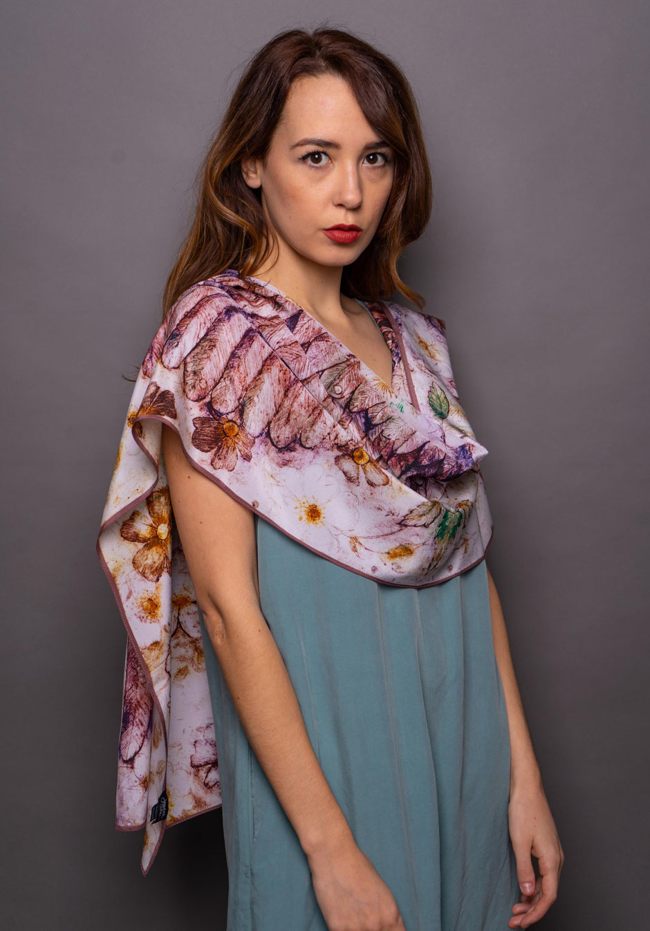 red and pink silk shawl