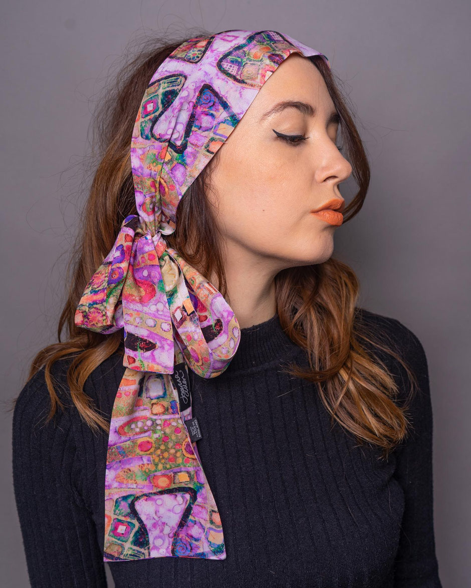pink skinny silk scarf hair neck tie
