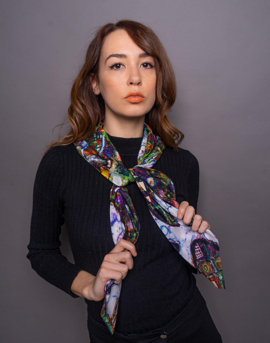 gaudy gaudi luxury designer silk scarf