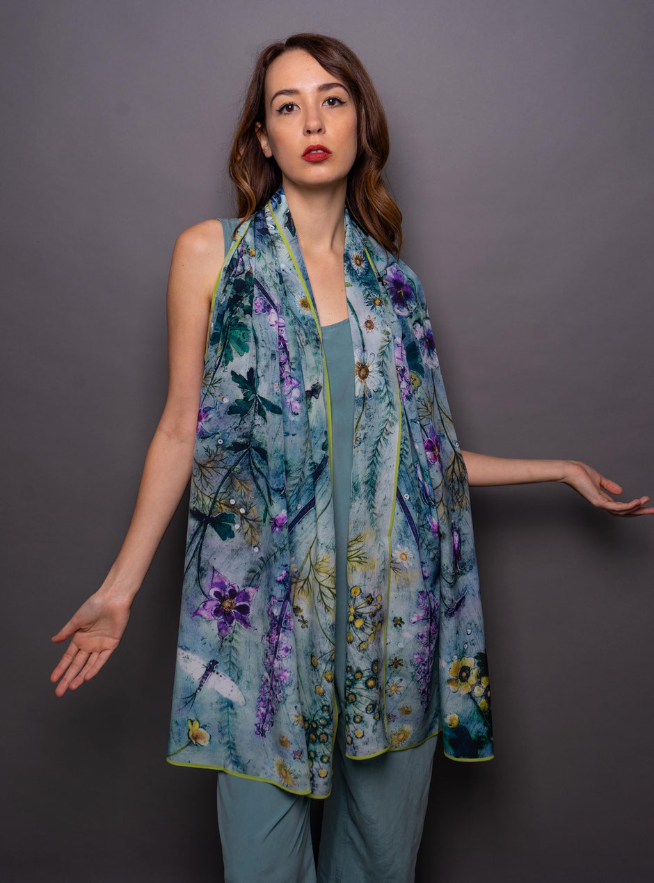 ophelia crepe de chene luxury designer silk scarf