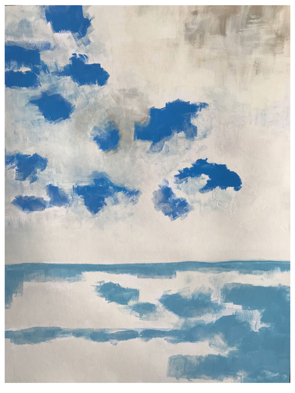 Blue Cloud Syrakus, 2018, Harz-Ölfarbe, 64x50cm, Copyright by Martin Uebele 