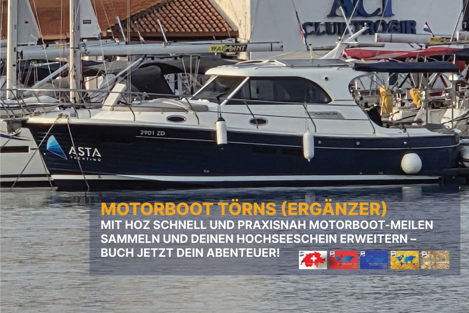Motorboot Kapitänskurs Kroatien – 5 Tage Ausbildung ab HOZ HUB Sukošan mit 100 Seemeilen für den Hochseeschein