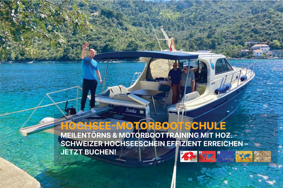 Proficient Motorboot-Törn, Meilen sammeln & Hochseeschein erwerben – Tagaufnahme Bucht Kroatien, HOZ