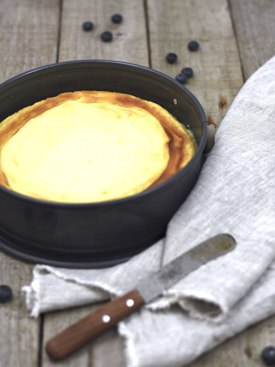 Polenta Heidelbeer Cheesecake