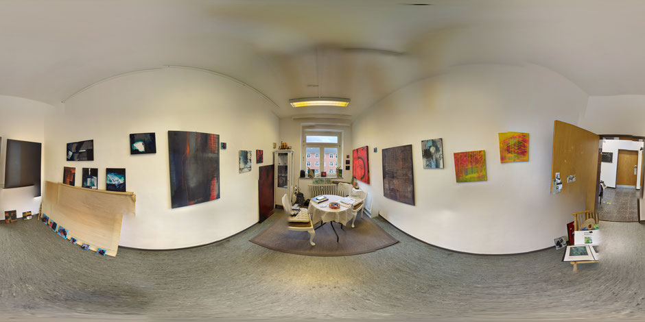 Hier siehst du meinen alten Atelierraum in 3D Rundumsicht.