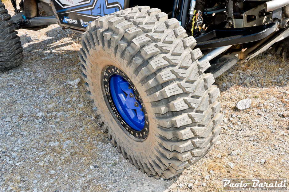 The wheels are 17-inch Trail Gear Creaper with Maxxis Trepador 40x13.50R17 tires