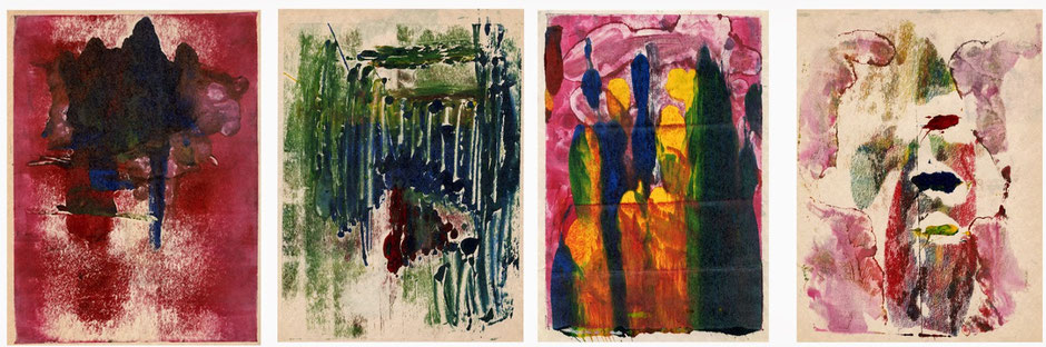 Suite de 4 monotypes sur papier, 15 x 20 cm, 2006, Claire Guyard Aschehoug