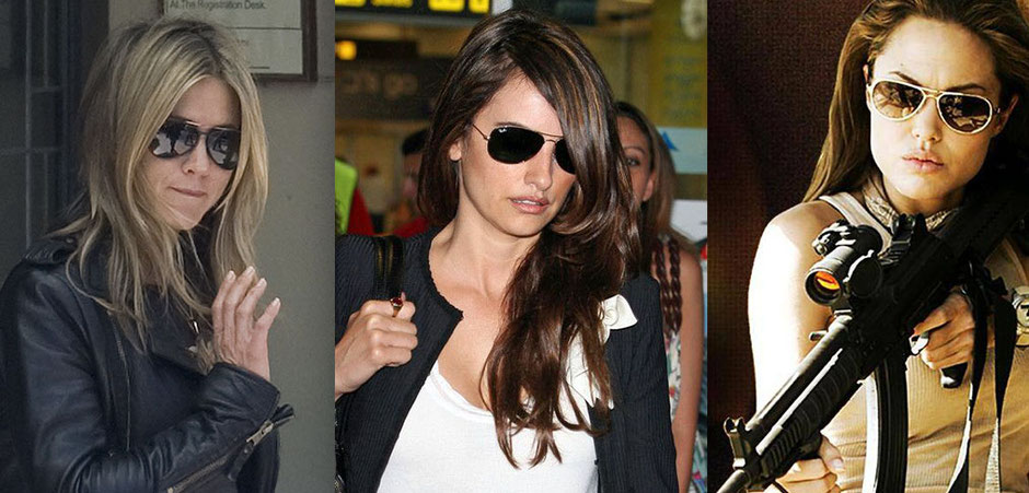 Imagen de actrices usando lentes aviator de Ray-Ban