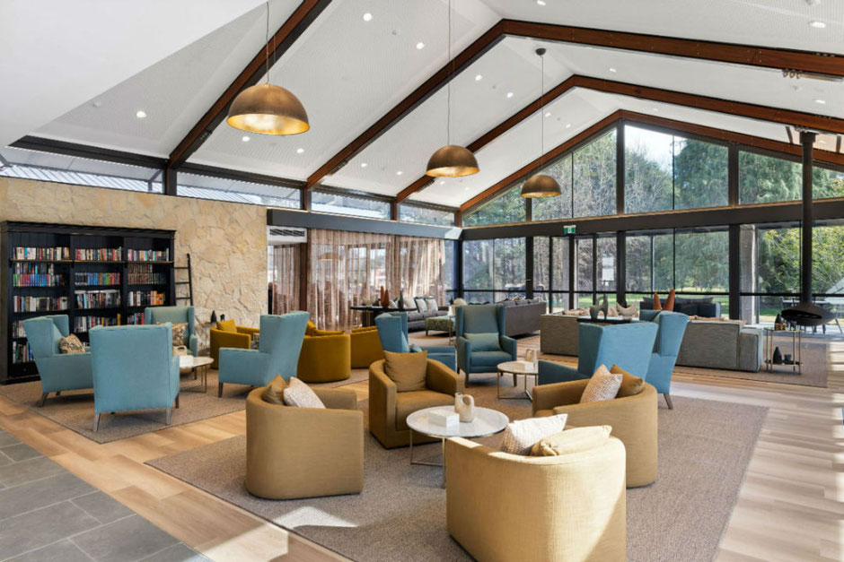 Stratford Gardens Over 55s community clubhouse lounge designed by Flourish Interior Design in Newcastle