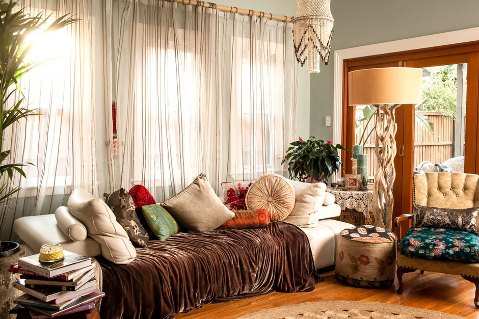 Soft sheer curtains in a light-filled sitting room – Flourish Interior Design