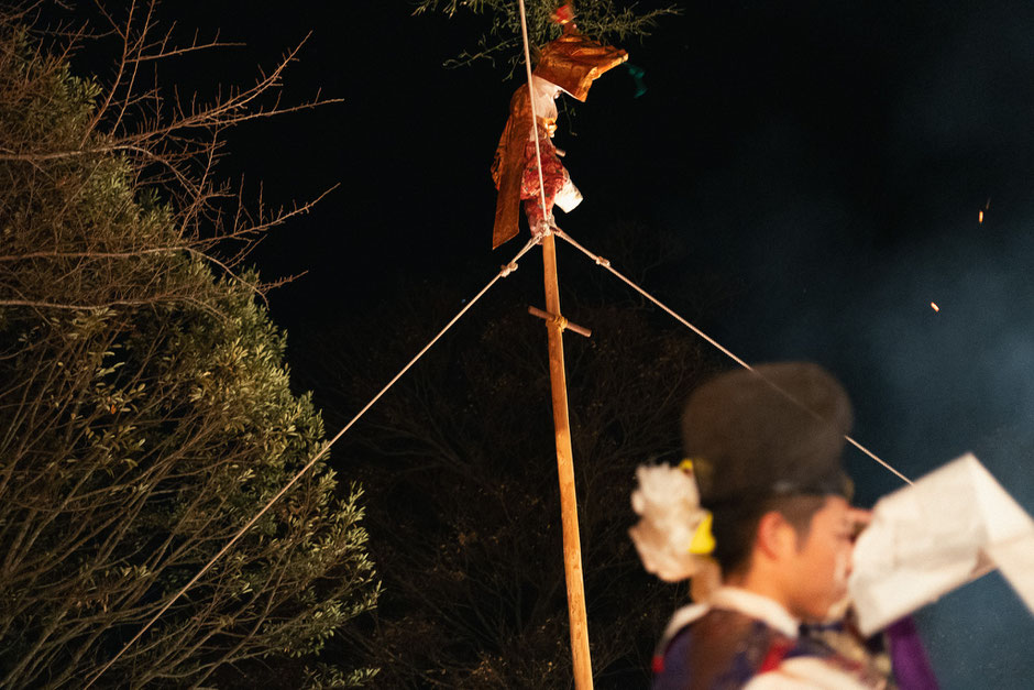 福岡県豊前市 沓川神社 黒土神楽講(豊前神楽)奉納