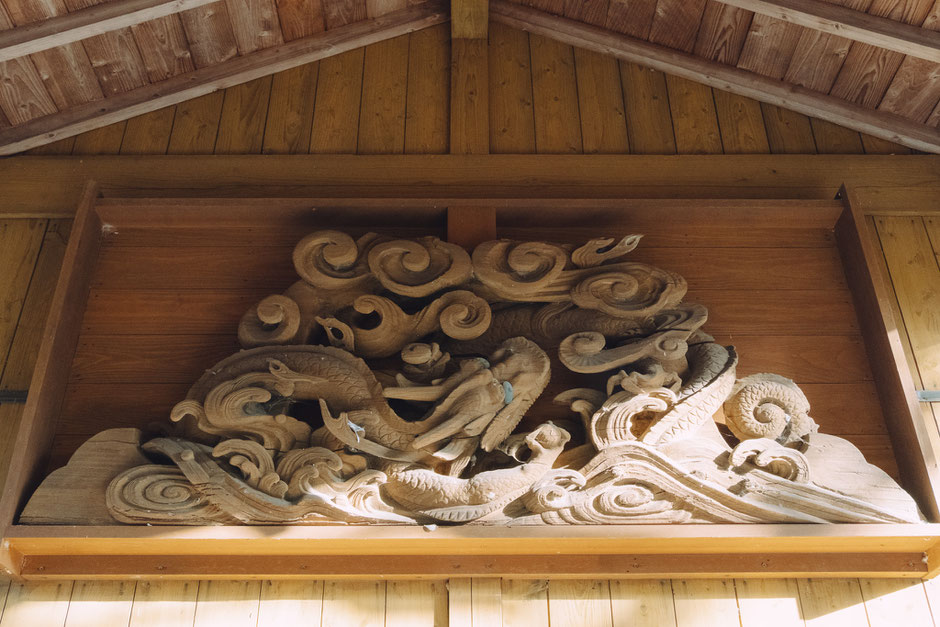 福岡県上毛町垂水 八坂神社 龍の彫り物