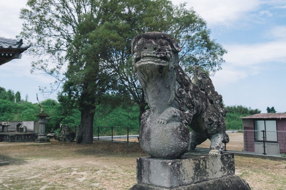 宇佐市下拝田 貴船神社 狛犬 吽形