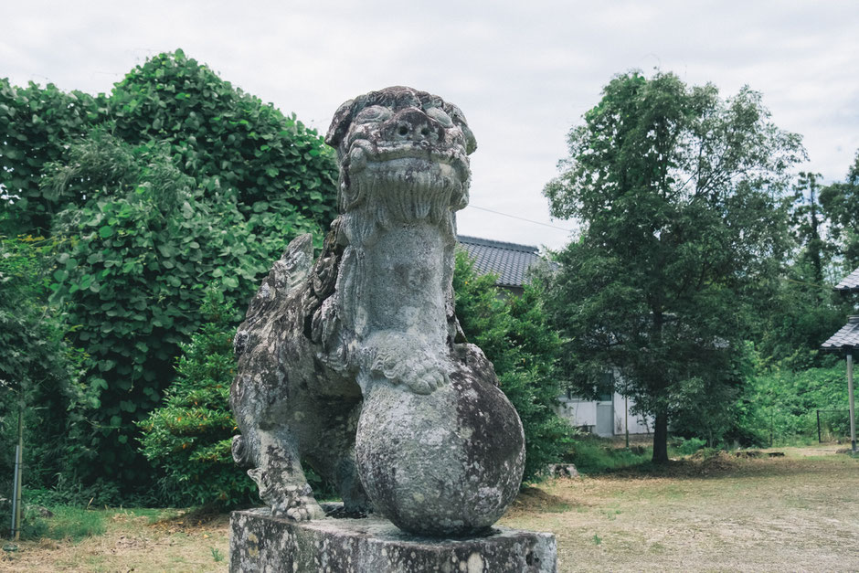 宇佐市下拝田 貴船神社 狛犬 吽形