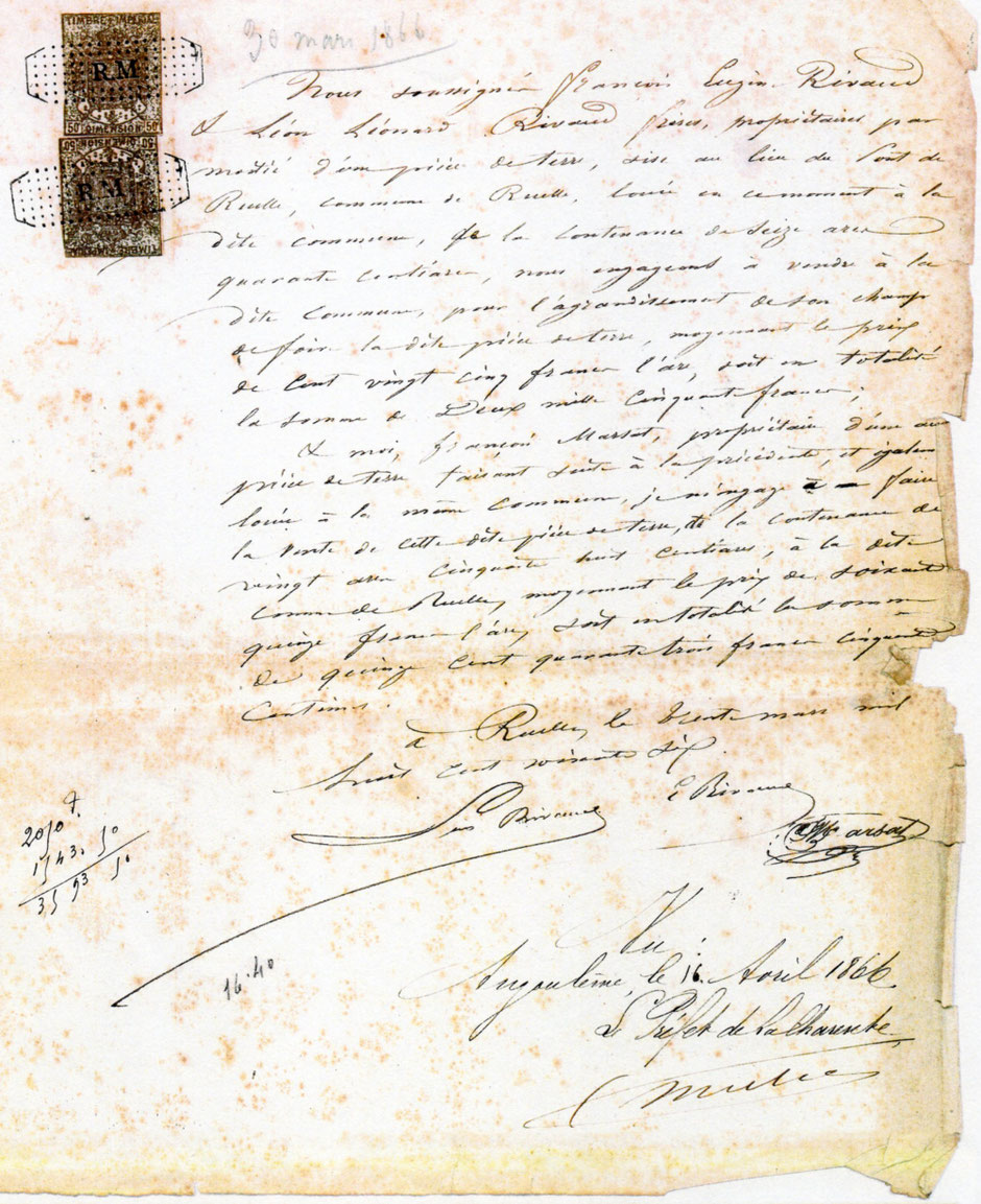 Promesse de vente des frères Rivaud, datée du 30 mars 1866