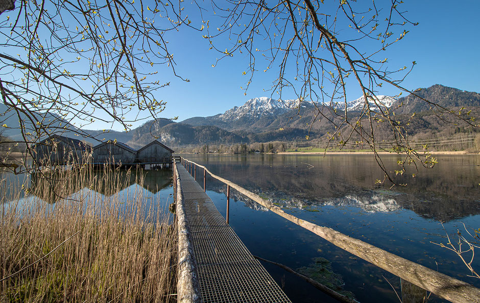Kochelsee Bootshäuser Schleedorf Herzogstand Heimgarten Wandern in Bayern