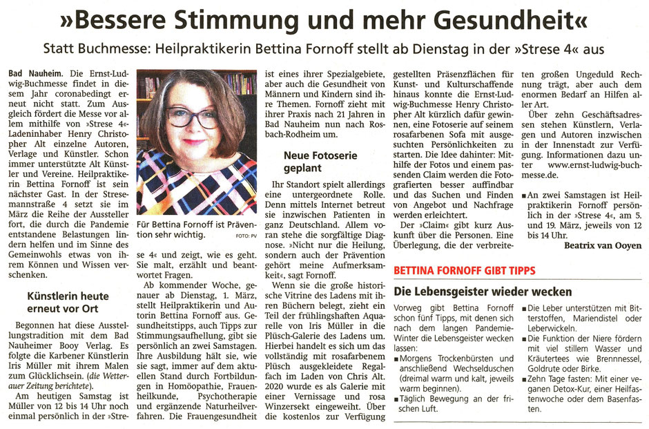 WZ 26.02.2022, Bettina Fornoff: BESSERE STIMMUNG UND MEHR GESUNDHEIT, von Beatrix van Ooyen