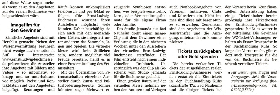 WZ 17.03.2020, BUCHMESSE WEICHT INS NETZ AUS, PM und Foto Beatrix van Ooyen